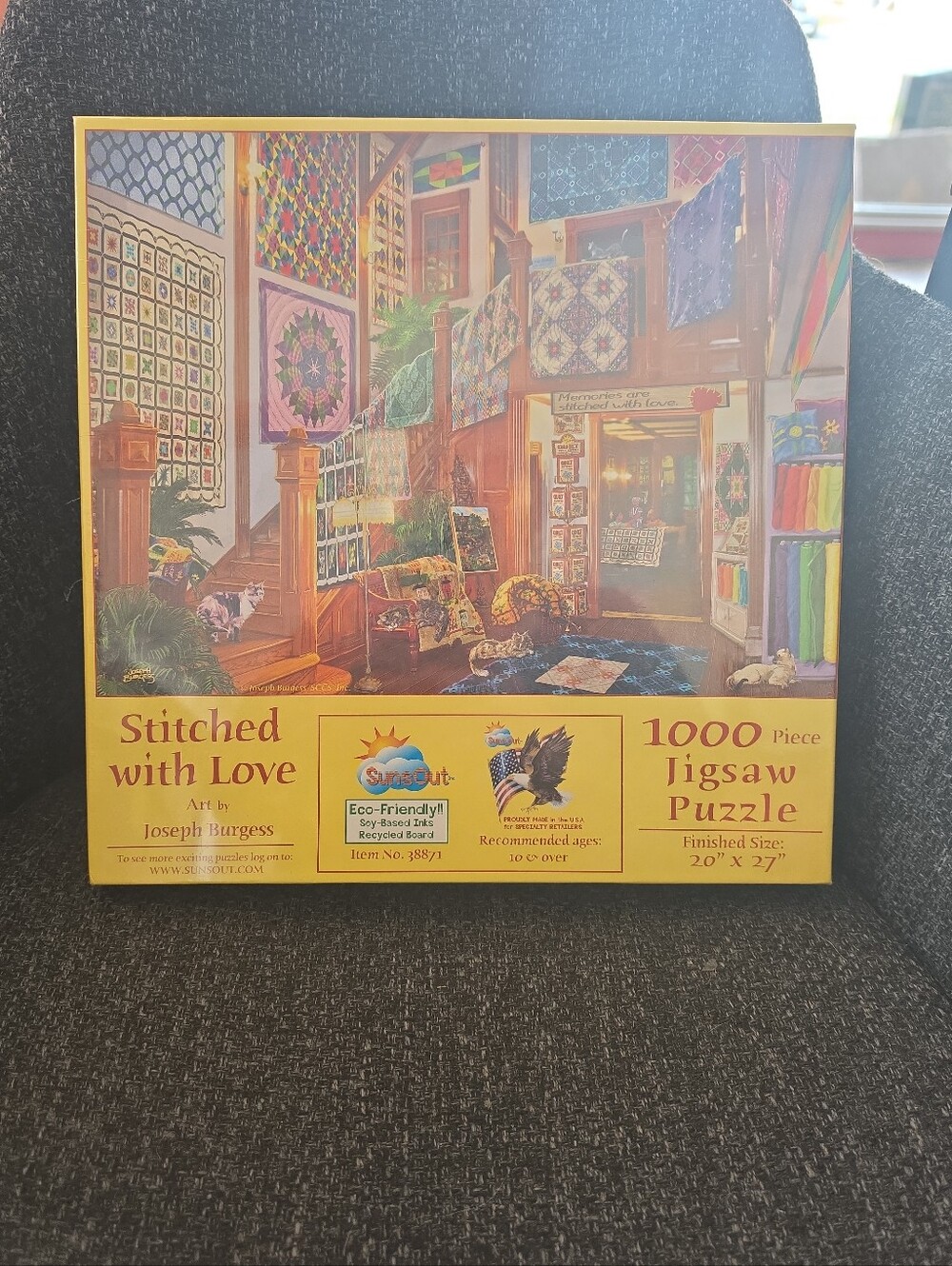NIB Sunsout "Stitched With Love" Art By Joseph Burgess 1000 Piece Jigsaw Puzzle